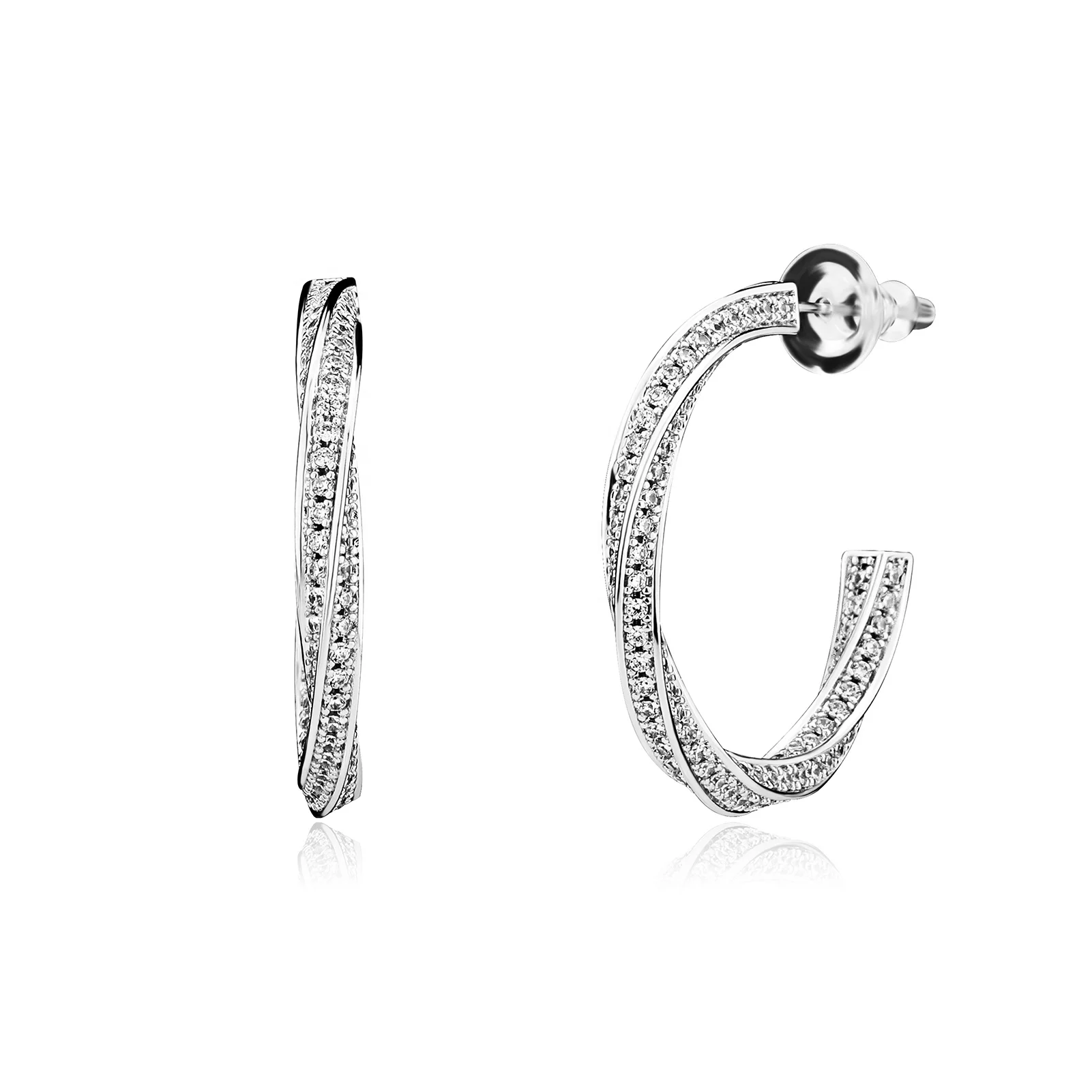 

S925 Sterling Silver High quality Big Circle Round Hoop Earrings Womens Fine Statement Zircon Twist Earrings Sets Party Jewelry