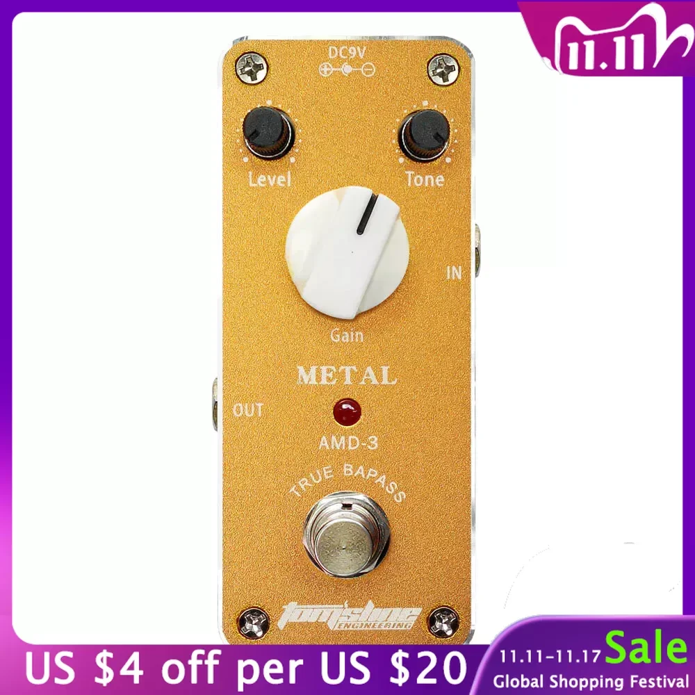 

Aroma AMD-3 Heavy Metal Distortion Electric Guitar Effects Pedal Aluminum Alloy Housing True Bypass Guitar Parts Accessories