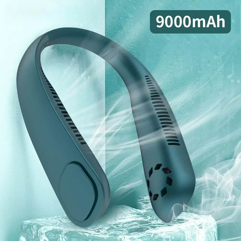 

9000mAh Neck Fan Portable Mini Bladeless Fan Rechargeable Fan Hanging Sports Fans Air Conditioner Cooler for Home Outdoor