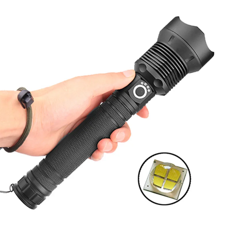 Strong Light LED New Aluminum Alloy Flashlight High Power USB Charging Outdoor Flashlight Torches Telescopic Zoom 3 Gears