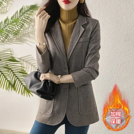 Grey Tweed Small Suit Jacket for Women In Spring and Autumn 2022, A Small Casual Blazer with Advanced Sense of Temperament