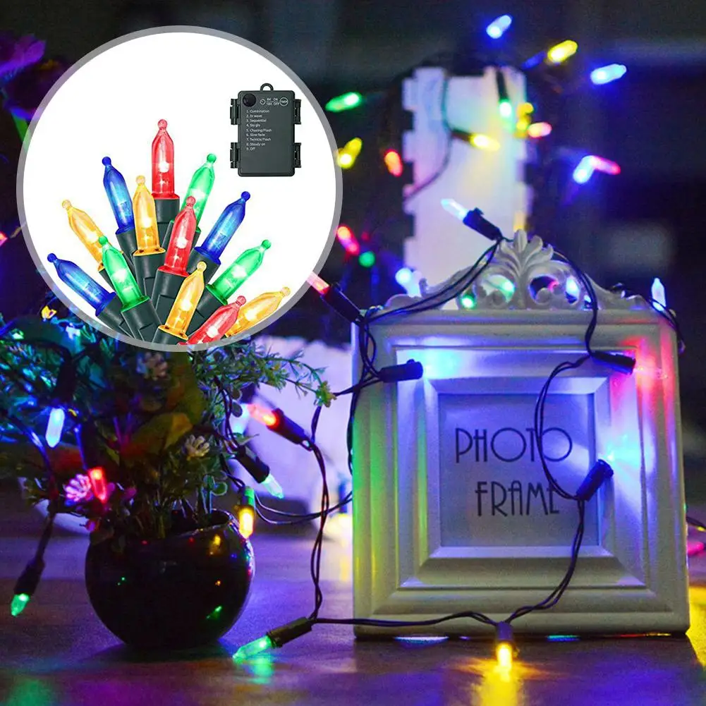 

Рождественские огни для помещений и улицы, 100 светодиодов, Разноцветные Мини-огни, мерцающие Рождественские огни для рождественской елки, свадебные U1b7