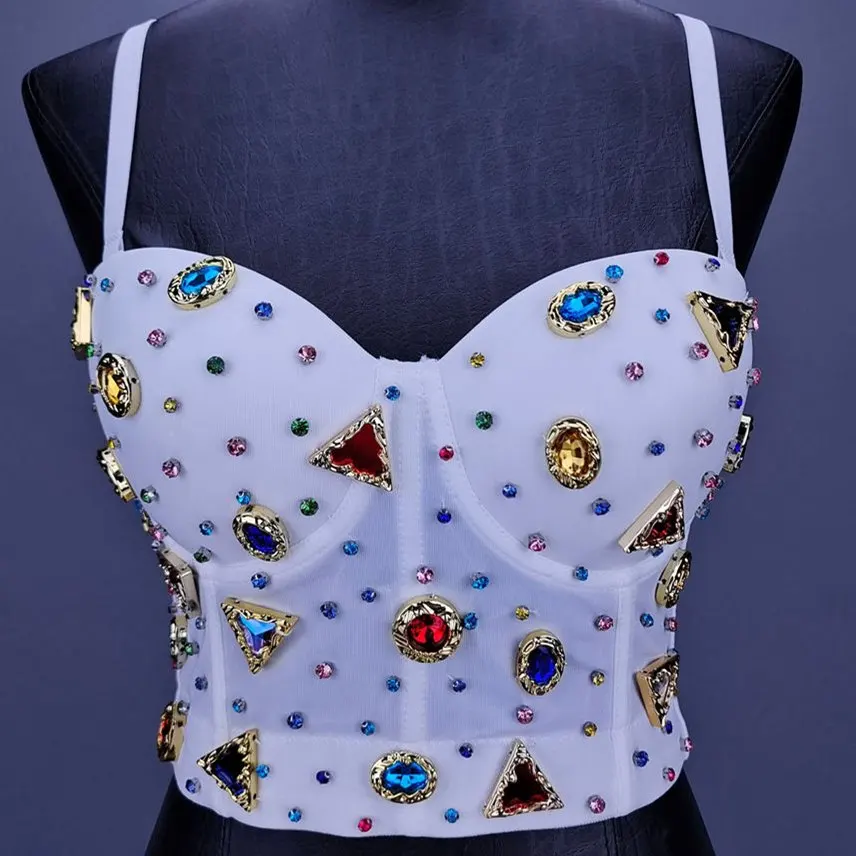 Блестками бисером корсет рыбья чешуя кофточки бюстье Бюстгальтер Сексуальная