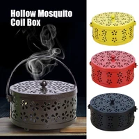 retro portable round iron incense burners mosquito coil holder fireproof home decor camping garden incense accessory
