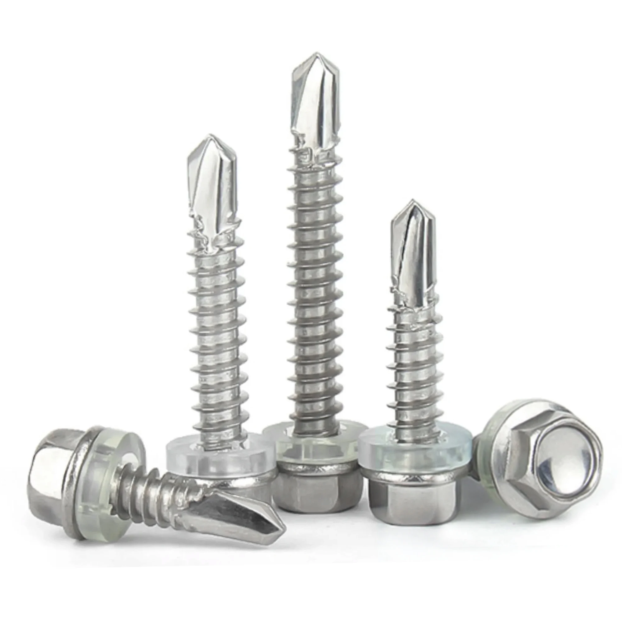 30 шт. Нержавеющая сталь 410 M4.2 M4.8 Наружные шестиугольные саморезы с саморезом