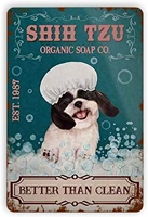 metal vintage tin signs shih tzu dog organic soap funny wall decor for home bars pubs cafes retro art sign rusty tin sign