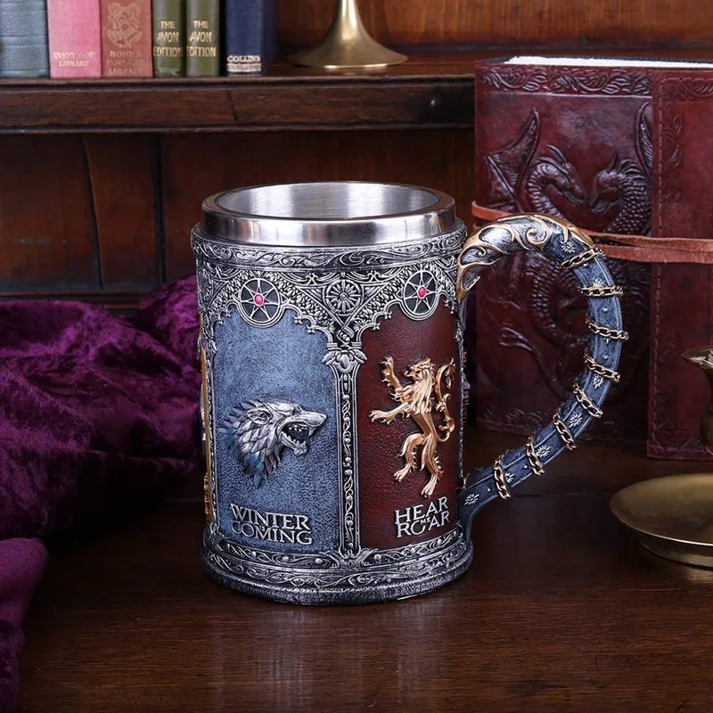 

Кружка викингов винтажная кофейная чашка из нержавеющей стали резиновая пивная кружка песня Льда и Огня набор вина 3D Готический бокал для виски