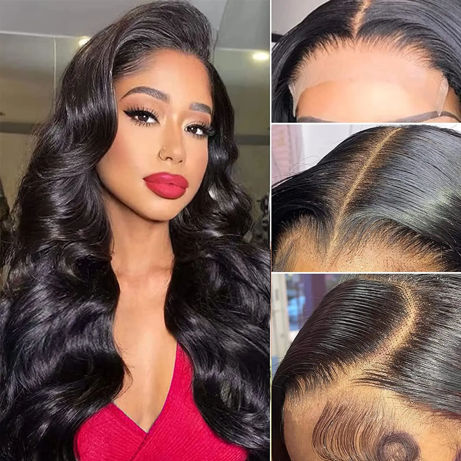 

Gefily Body Wave Lace Frontal Wigs Brazalian 13x4 HD Lace Front Glueless Human Hair Natural Color PrePlucked With Baby Hair Wigs
