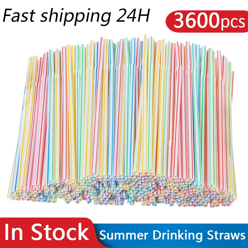 

3600 Pcs Plastic Straws Party Elbow Cocktail Disposable Drinks Drinking Cutlery Flexible Plaatic Drink Retractable Suits Straw