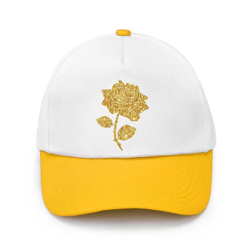 

Cartoon Graphic Golden Rose Print Custom Made Hat Baseball Cap Adjustable Children Hat Boys Baby Girls Sun Hat Hip Hop Hat