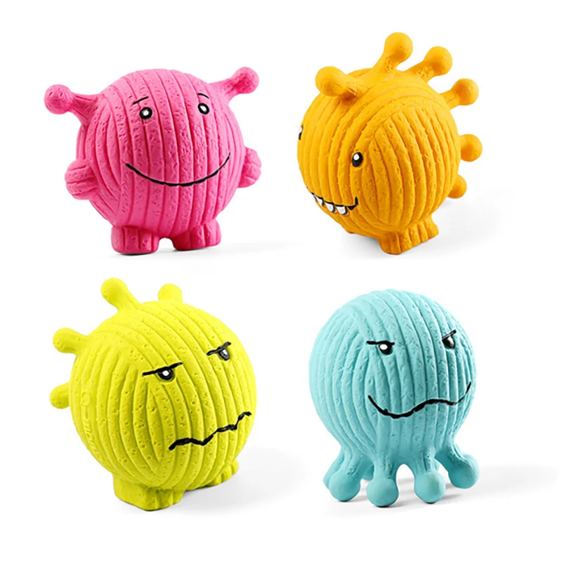 

Funny Pet Dog Toy Small Monster Family Thick Walled Natural Rubber Squeaky Toy Interactive Floating Toy for Small Dog Supplies