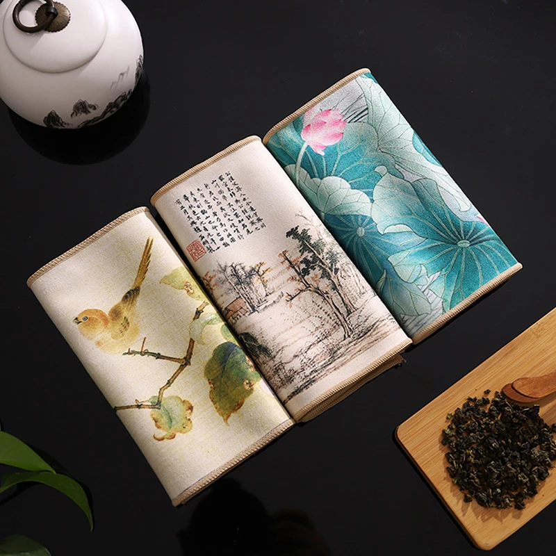 

Китайское окрашенное толстое чайное полотенце, супер впитывающий чайный набор, аксессуары, настольные коврики, профессиональная тряпичная...