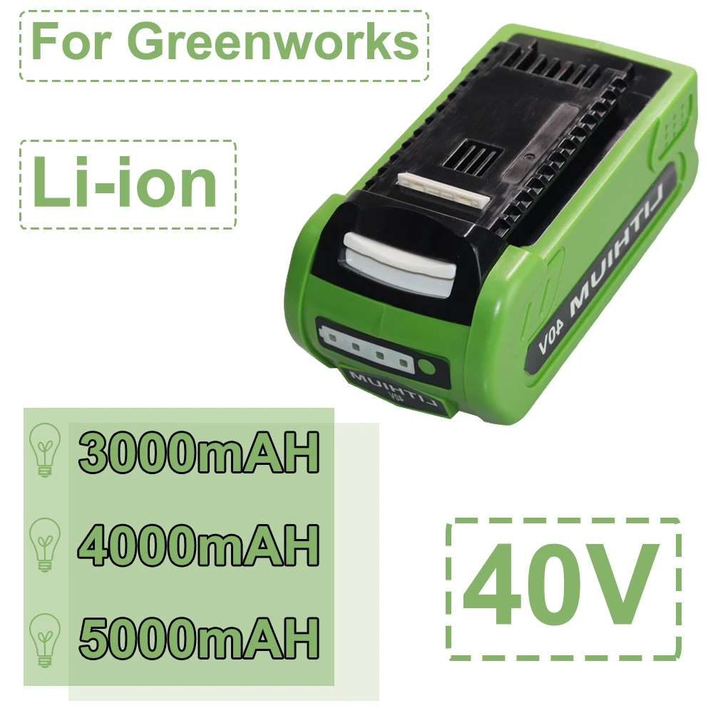 

40V 3.0/4.0/5.0Ah For Greenworks G-MAX 29252,22262, 25312, 25322, 20642, 22272, 27062, 21242