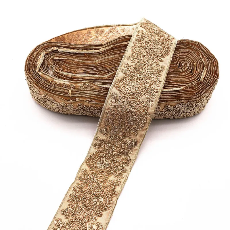 1 ярд вышитая кружевная ткань Золотая лента сделай сам ремесла одежда швейные