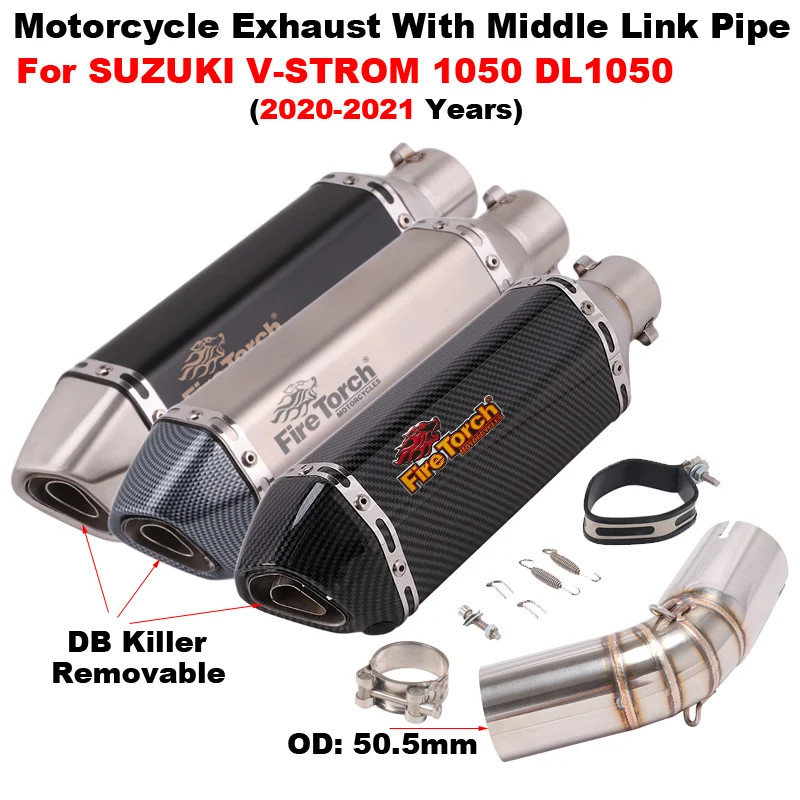 

Slip On For SUZUKI V-STROM 1050 DL1050 2020 2021 Motorcycle Exhaust Escape Modify Mid Link Pipe With 51mm Muffler Moto DB Killer