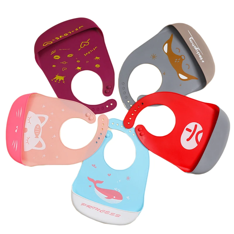 

Waterproof Baby Silicone Bibs Cute Cartoon Printed Kids Eating Adjustable Children Bib Baby Feeding Stuff Bebe Garcons Accesoire