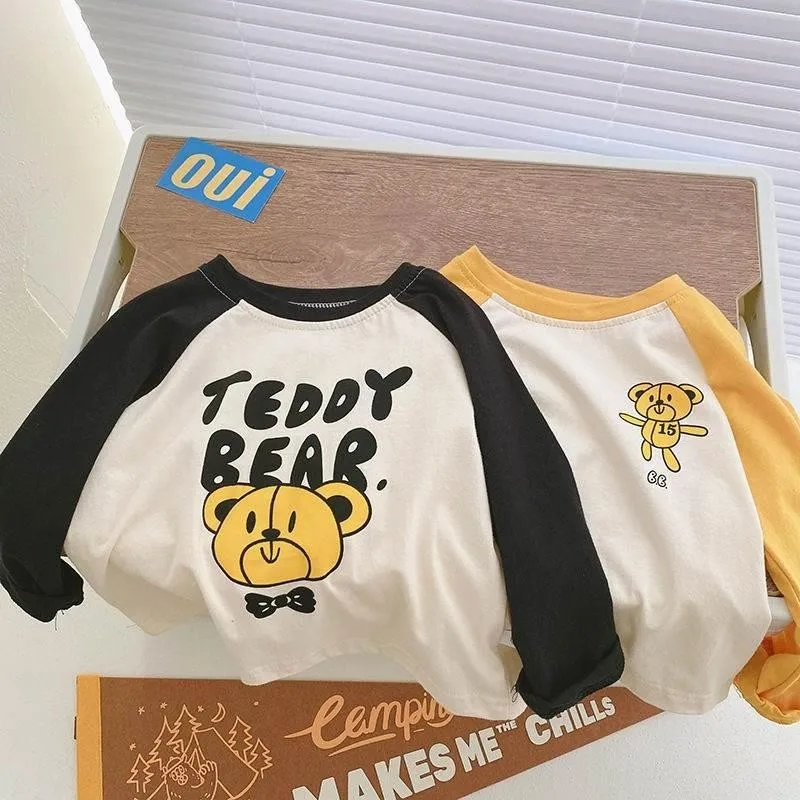 

Футболки с длинным рукавом для маленьких мальчиков 0-4 лет, новый дизайн, брендовый костюм, повседневная спортивная футболка с мультяшным пр...