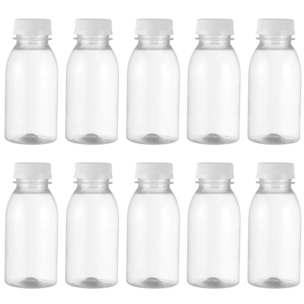 

10pcs 350ML Bottles Clear Beverage Containers with White Tamper Cap Diy Drinks Storage Bottles for Home Shop