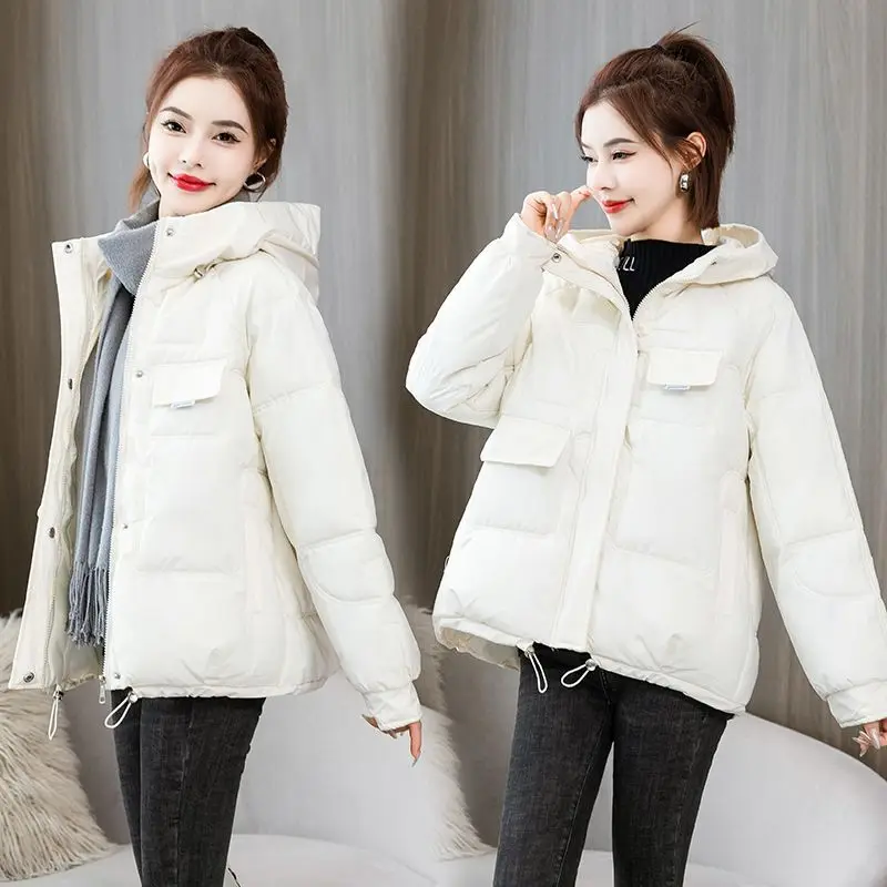 2023 New Women Down Cotton-Padded Jacket Winter Wear Versatile Loose Short Cotton-Padded Jacket Thickened Warm Cotton Coat