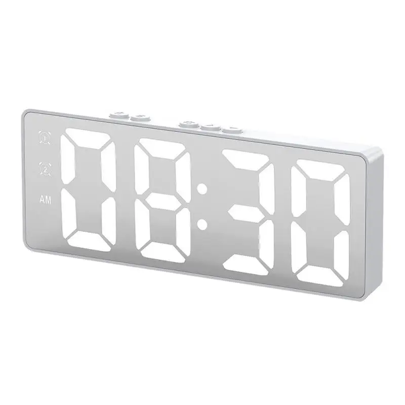 

LED Alarm Clock Sturdy Mirror Desktop Alarm Clock With Temperature Modern Desk Clock For Bedroom Home Office Decor