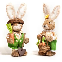 2022 new cute straw rabbits bunny decorations easter party home garden wedding ornament photo props crafts hot sale