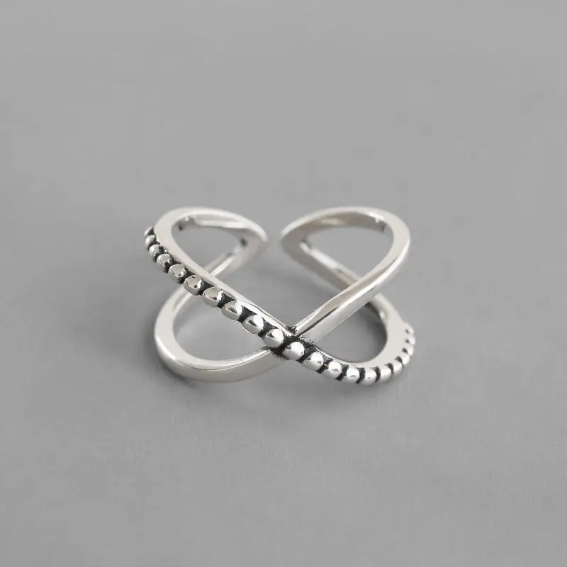 

New Personality X-shaped Cross Ring Female Simple Retro Distressed Double-layer Hollow Jewelry Opening Ring Jewelry Accessories