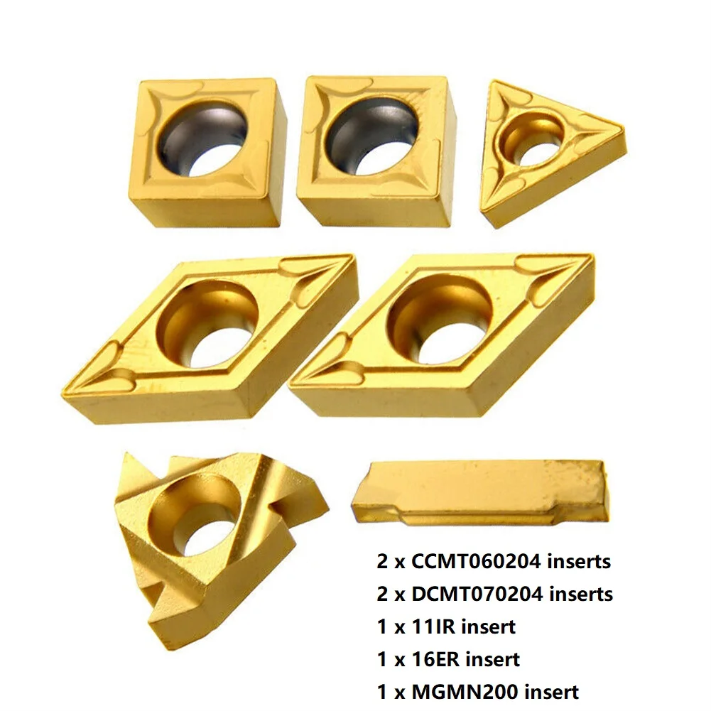 

CCMT060204 11IR 16ER MGMN200 DCMT070204 7 PCS For 12mm Shank Lathe Boring Bar Carbide Inserts CNC Lathe Internal Turning Tools