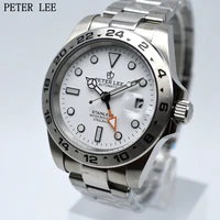 peter lee stainless steel mechanical automatic men watch auto date luminous gmt simple designer watches male gifts wristwatch