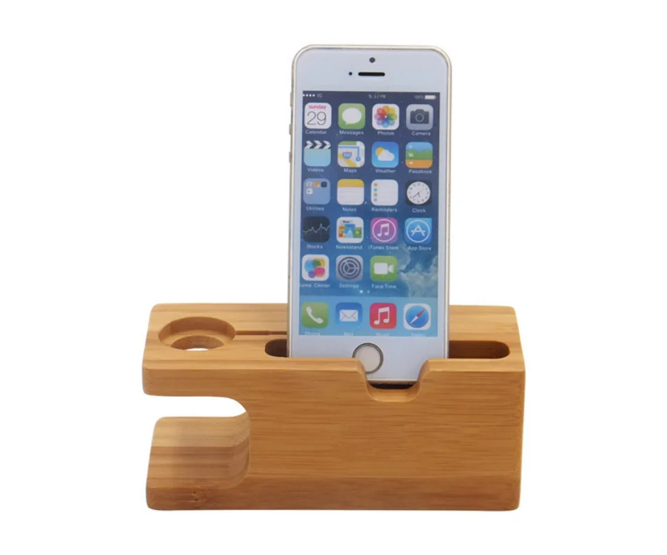 

New Charging Dock Stand Station Bamboo Base Charger Holder for Apple Watch iWatch 5/4/3/2 iPhone 11 X 8 pro Bamboo