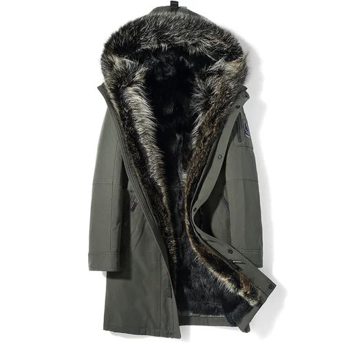 

Collar Men Warm High Abrigo Liner Parkas quality Winter 2023 Casual Hooded Raccoon Fur 100% Jacket Male Real Hombre Mink