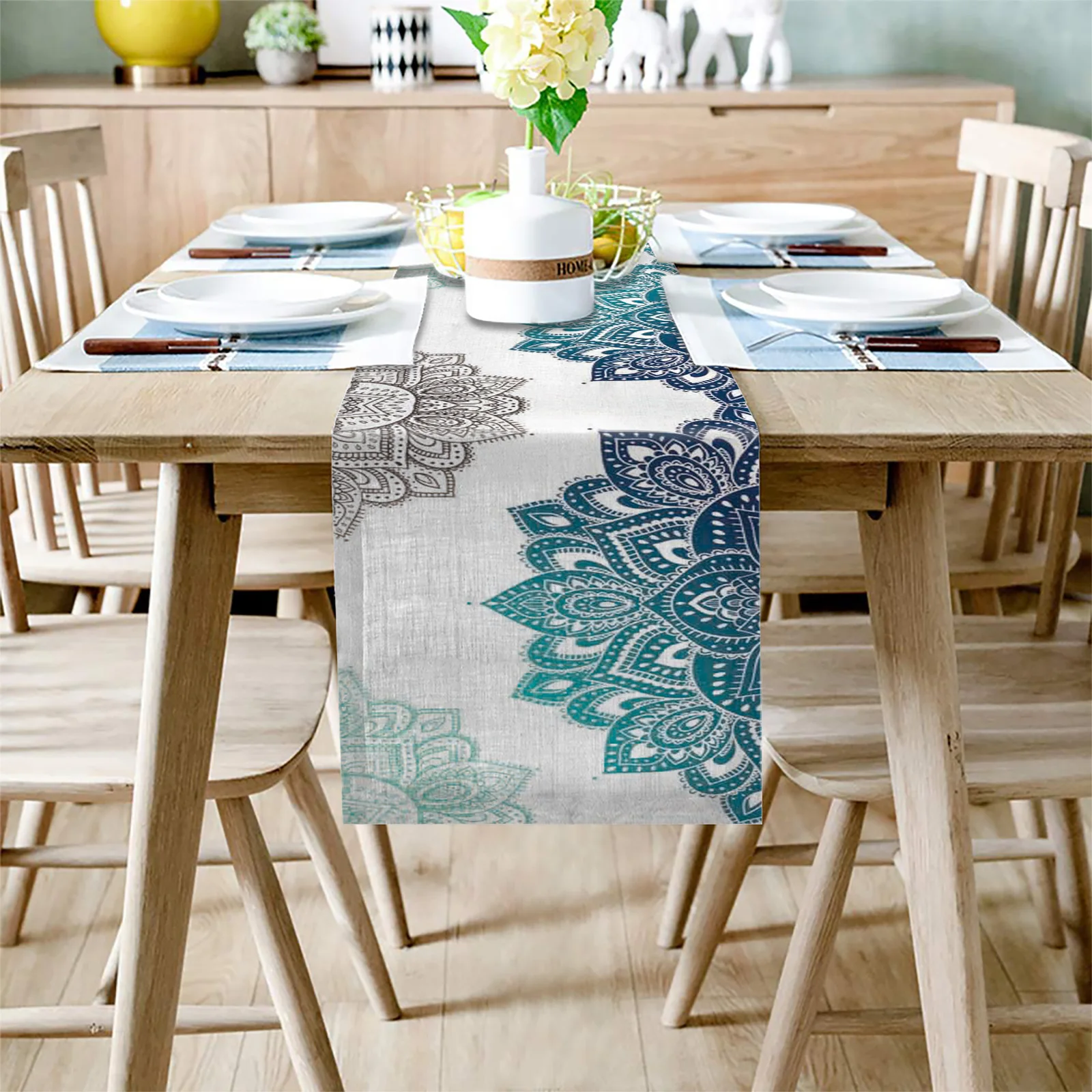Градиентные богемные Цветочные льняные настольные дорожки мандала планшетоны