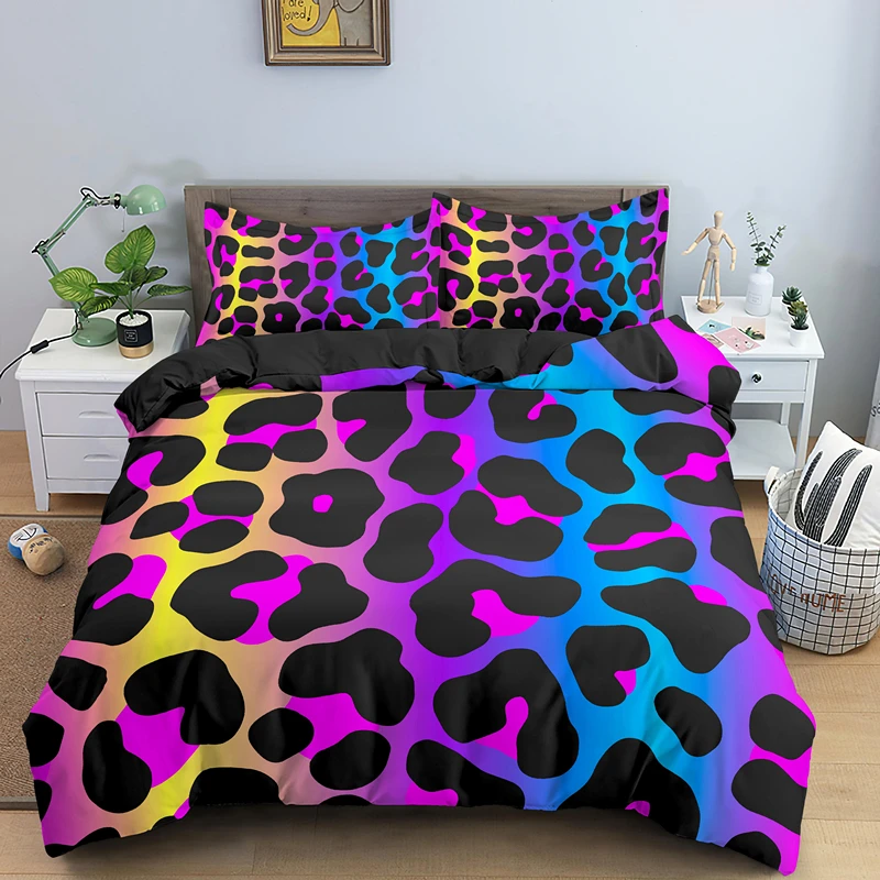 

Morden Geometric Psychedelic Leopard Bedding Set King Queen Duvet Cover Pillowcase 2/3pcs For Adult Bedclothes
