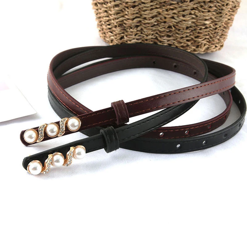 

Модный женский ремень Стразы с жемчужной пряжкой ремень из искусственного жемчуга звезда поясной ремень из искусственной кожи тонкий женс...