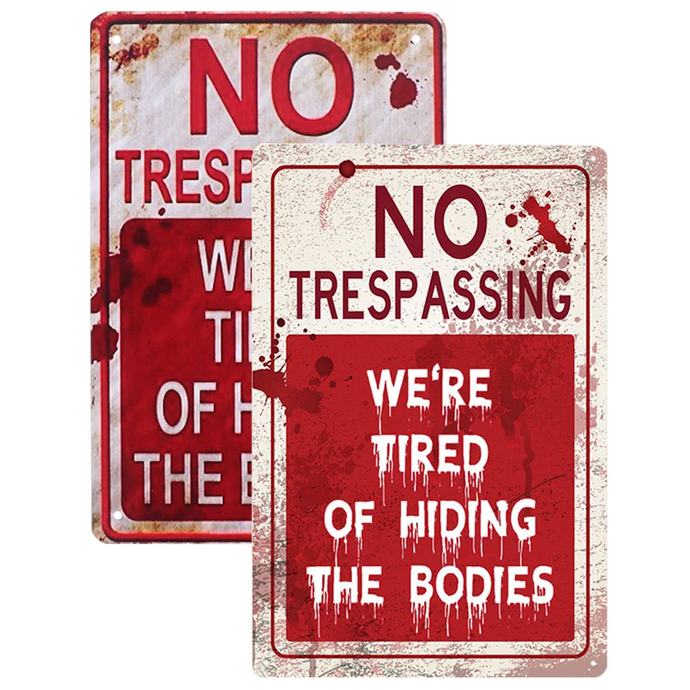 

2 Pcs Outdoor Yard Sign Board Public Iron Private Property Warning Home Garden Area
