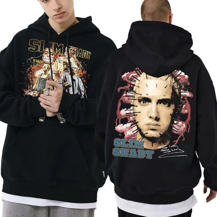 

Rap Slim Shady Eminem 8 Mile Graphic Print Hoodie Man Loose Sweatshirts Male Hip Hop Oversized Hoodies Men Women Cool Streetwear