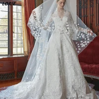 lorie vintage low cut lace wedding dresses high neck long sleeves boho bridal gowns 2022 appliques a line princess bride dress