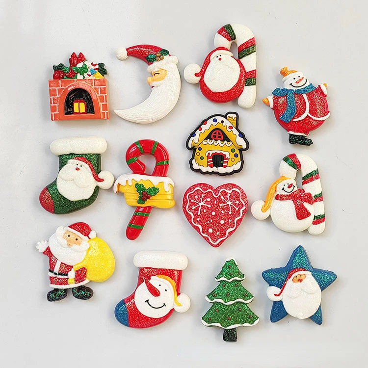 

Креативные полимерные магниты на холодильник для рождественской елки, оленя, магнитные магниты на холодильник, большой Санта-Клаус