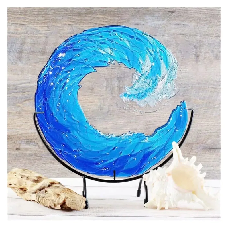 Волнистая расплавленная стеклянная скульптура креативные градиентные синие