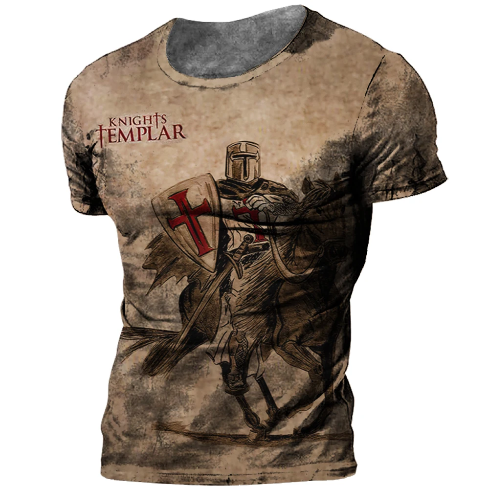 

Vintage Men's T-shirt Templar Graphics Shirt Summer O Neck Short Sleeve Mens Clothing Oversized Streetwear Male Harajuku Tees