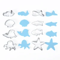 8pcs stainless steel sea animal biscuit stainless steel mold diy shell starfish octopus mermaid tail cake decoration baking tool