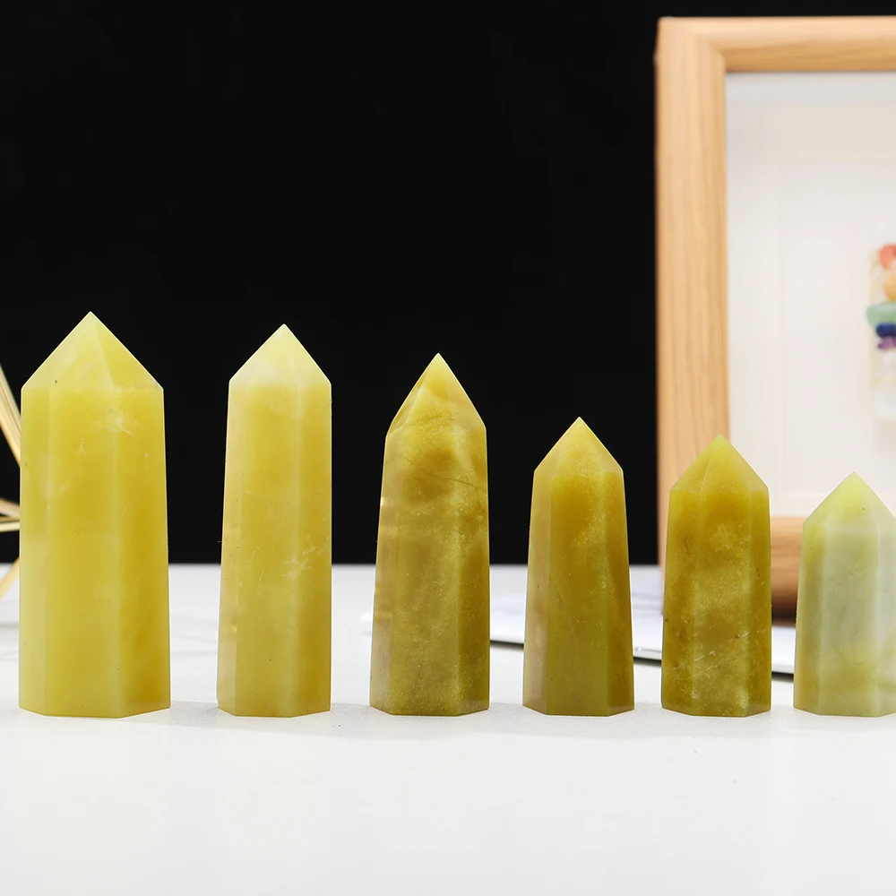 Натуральный зеленый нефрит из минерали Xiuyu Obelisk, исцеляющая кристаллическая кварцевая башня рейки энергия, шестигранная палочка, точечные камни, домашние украшения