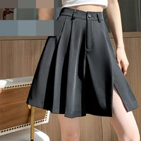 summer womens suits shorts womens new summer high waisted wide legged loose and thin split black casual wear