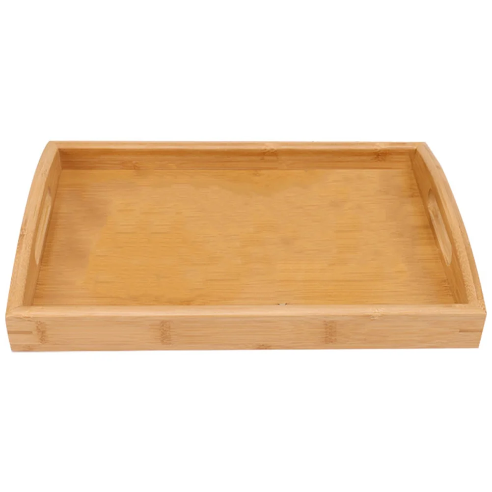 

Tray Wooden Serving Platter Wood Trays Party Tea Plate Coffee Table Dessert Snack Vanity Bathroom Decorative Large Handles