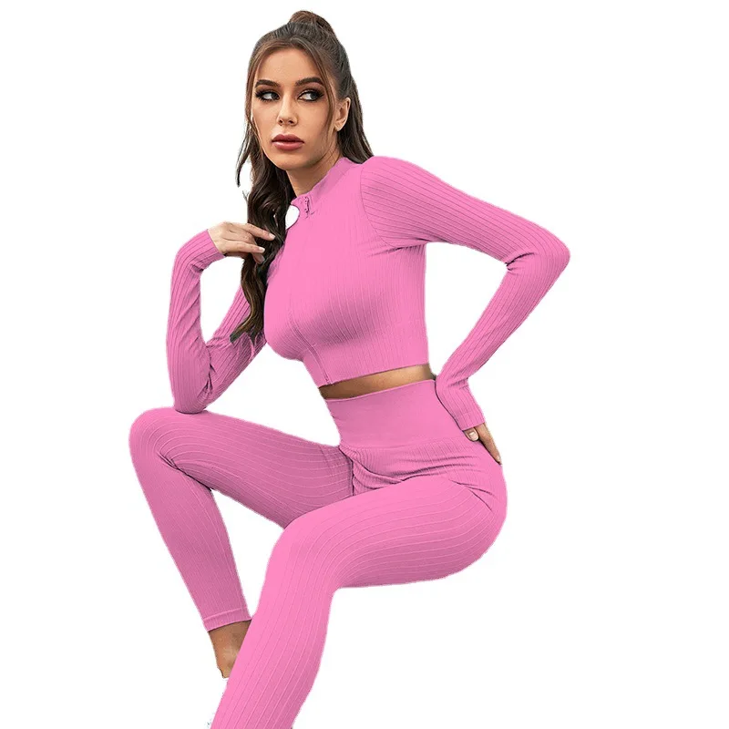 Gym Set Frauen Sport Anzug Engen Hohe Taille Leggings Butt Lift Herbst Und Winter Fitness Läuft Stoßfest Yoga Workout Kleidung