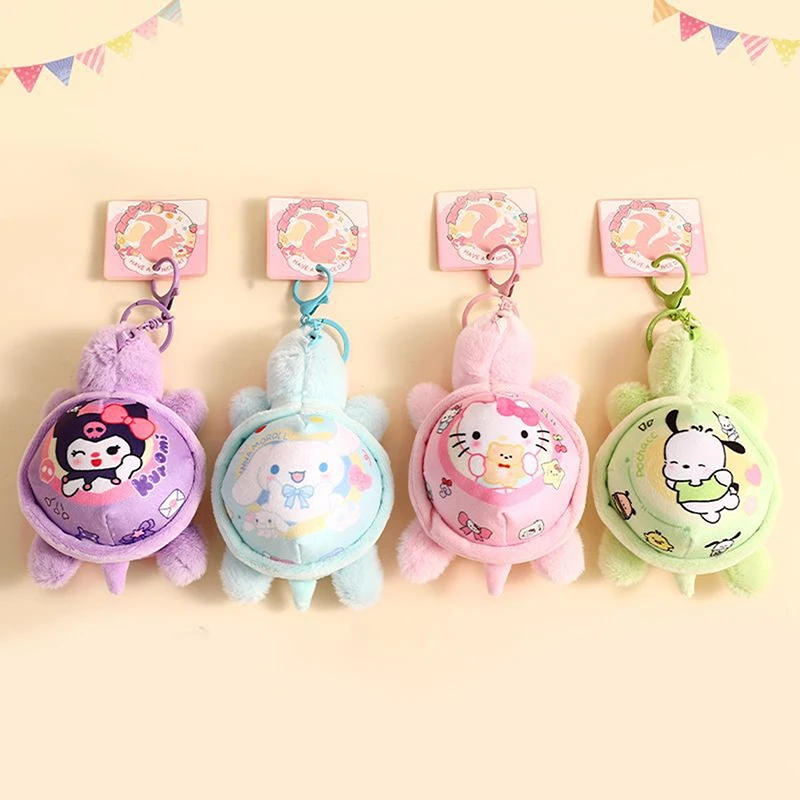 Мультяшный плюшевый брелок Sanrios в виде черепахи милая мягкая животная для ключей