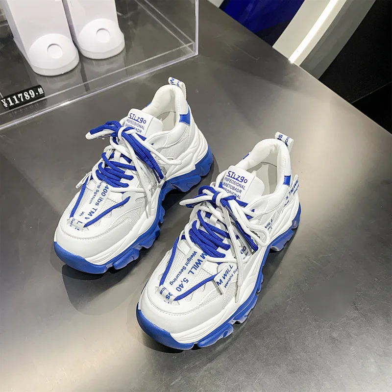 

Women's Chunky Sneakers Thick Bottom Platform Vulcanize Shoes Fashion Breathable Running Shoe for Ladies New Casual Female 2022