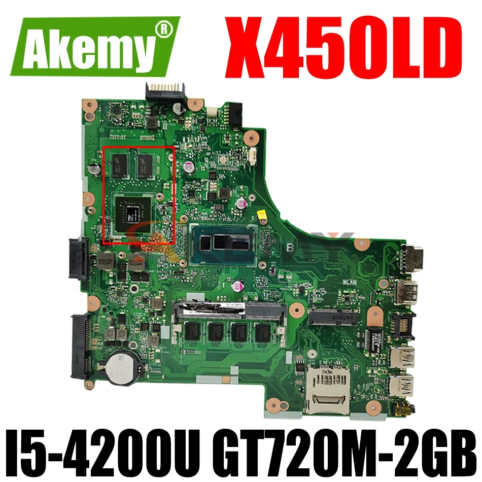 

AKEMY X450LC Laptop motherboard for ASUS X450LC X450LD X450LB X450L original mainboard 4GB-RAM I5-4200U GT720M-2GB