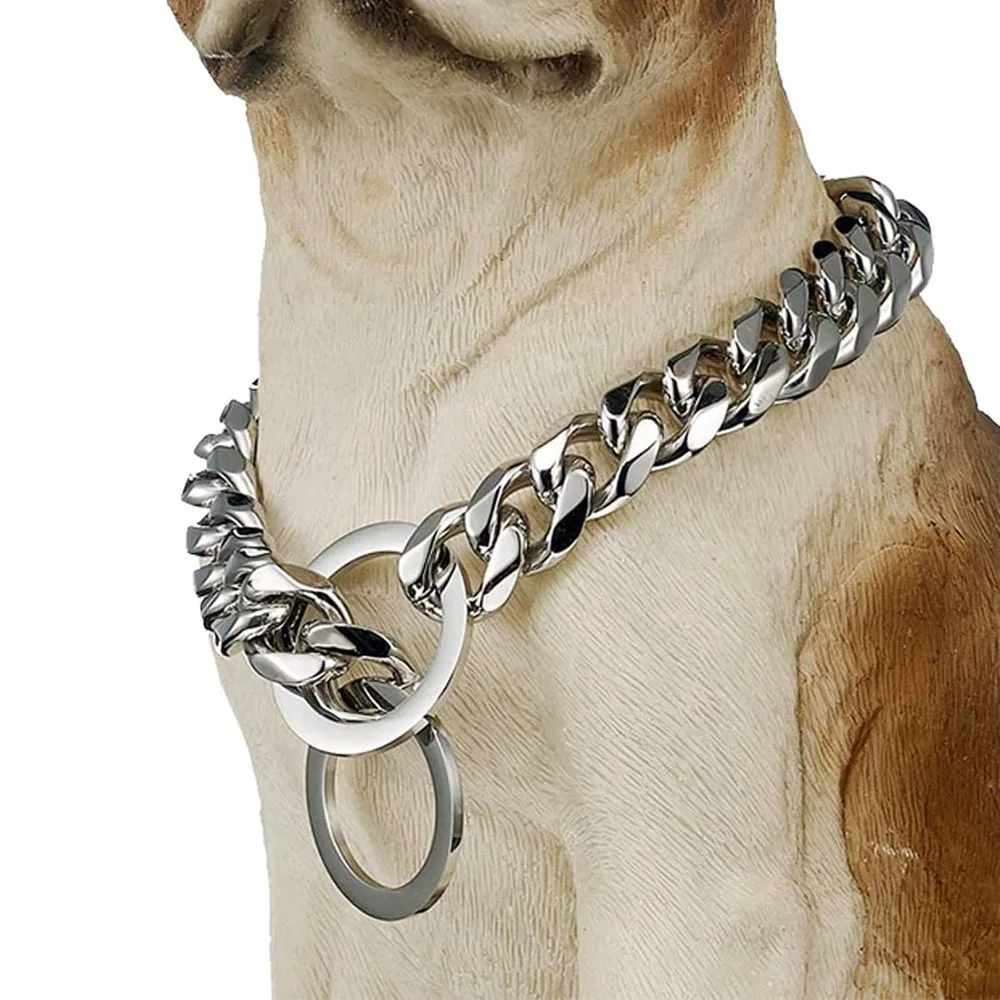 

Chain Silvery Steel Strong Chain Pet Training Smooth Collar Width Stainless Golden Link Metal Slip Cuban Dogs For Chain Dog
