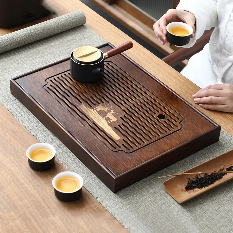 

Chinese Natural Bamboo Tea Tray Water Kung Fu Tea Set Rectangular Household Tea Board - Perfect for a Relaxing Tea Time!"