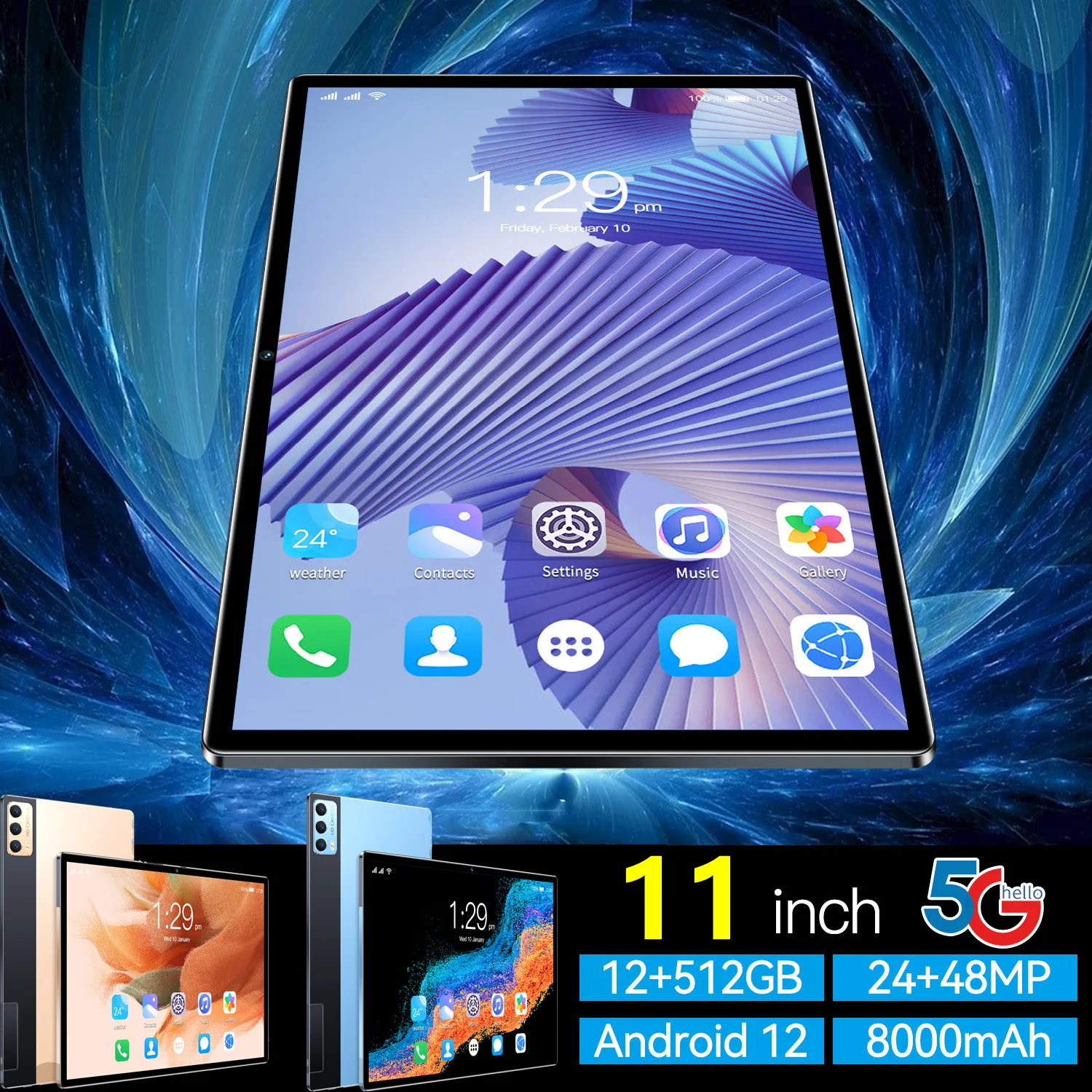 Versione Globale Nuovo Pad Tablet Pc 11 Pollici Deca Core Android 12 Google Play 12Gb 512Gb Google Dual Sim 5G Wifi Tablet Per Chiamate Telefoniche